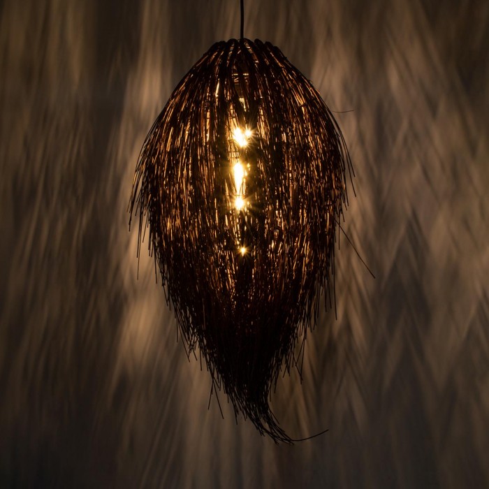 GloboStar® ARCHIPELAGO 01748 Boho Κρεμαστό Φωτιστικό Οροφής Μονόφωτο 1 x E27 AC220-240V IP20 - Φ30 x Υ63cm - Καφέ Ξύλινο Πλέγμα GloboStar® ARCHIPELAGO 01748 Boho Κρεμαστό Φωτιστικό Οροφής Μονόφωτο 1 x E27 AC220-240V IP20 - Φ30 x Υ63cm - Καφέ Ξύλινο Πλέγμα