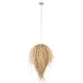 GloboStar® ARCHIPELAGO 01749 Boho Κρεμαστό Φωτιστικό Οροφής Μονόφωτο 1 x E27 AC220-240V IP20 - Φ40 x Υ63cm - Μπεζ Ξύλινο Πλέγμα