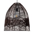 GloboStar® ALOHA 01752 Μοντέρνο Κρεμαστό Φωτιστικό Οροφής Μονόφωτο 1 x E27 Καφέ Σχοινί Καμπάνα Φ43 x Υ46cm