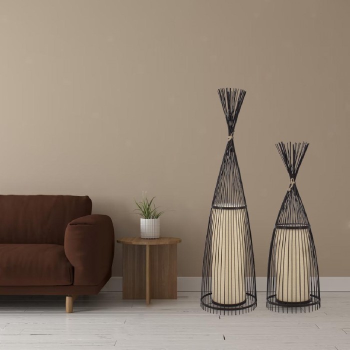 GloboStar® AZORES 01756 Μοντέρνο Φωτιστικό Δαπέδου Μονόφωτο 1 x E27 Καφέ Μπαμπού Πλέγμα D40 x H150cm GloboStar® AZORES 01756 Μοντέρνο Φωτιστικό Δαπέδου Μονόφωτο 1 x E27 Καφέ Μπαμπού Πλέγμα D40 x H150cm