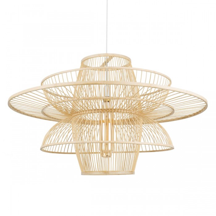 GloboStar® BALI 01758 Boho Κρεμαστό Φωτιστικό Οροφής Μονόφωτο 1 x E27 Μπεζ Ξύλινο Μπαμπού Πλέγμα Φ100 x Y60cm GloboStar® BALI 01758 Boho Κρεμαστό Φωτιστικό Οροφής Μονόφωτο 1 x E27 Μπεζ Ξύλινο Μπαμπού Πλέγμα Φ100 x Y60cm