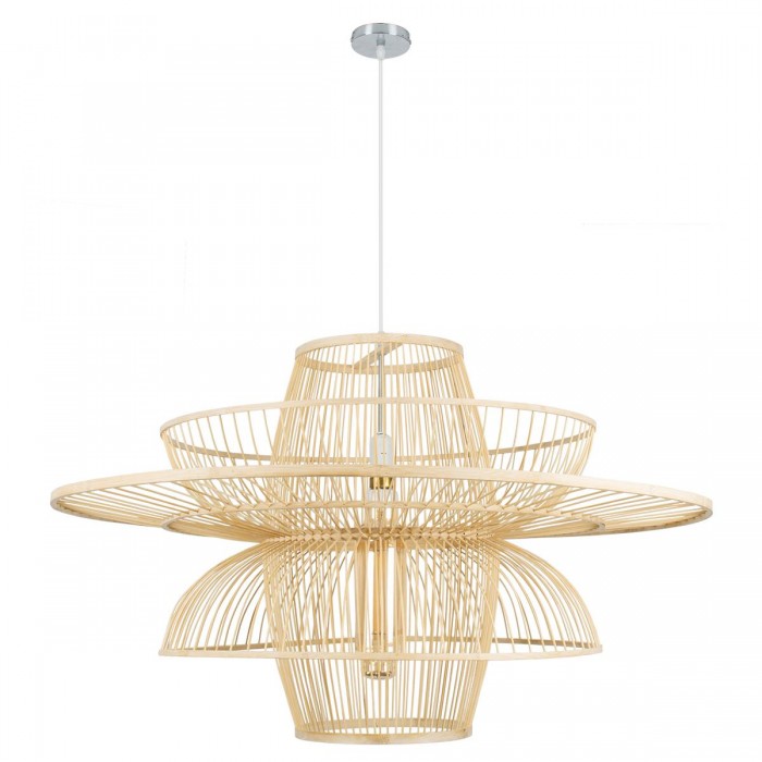 GloboStar® BALI 01758 Boho Κρεμαστό Φωτιστικό Οροφής Μονόφωτο 1 x E27 Μπεζ Ξύλινο Μπαμπού Πλέγμα Φ100 x Y60cm GloboStar® BALI 01758 Boho Κρεμαστό Φωτιστικό Οροφής Μονόφωτο 1 x E27 Μπεζ Ξύλινο Μπαμπού Πλέγμα Φ100 x Y60cm