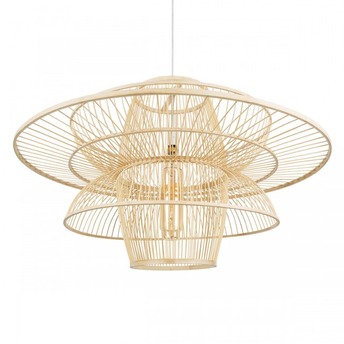 GloboStar® BALI 01758 Boho Κρεμαστό Φωτιστικό Οροφής Μονόφωτο 1 x E27 Μπεζ Ξύλινο Μπαμπού Πλέγμα Φ100 x Y60cm GloboStar® BALI 01758 Boho Κρεμαστό Φωτιστικό Οροφής Μονόφωτο 1 x E27 Μπεζ Ξύλινο Μπαμπού Πλέγμα Φ100 x Y60cm