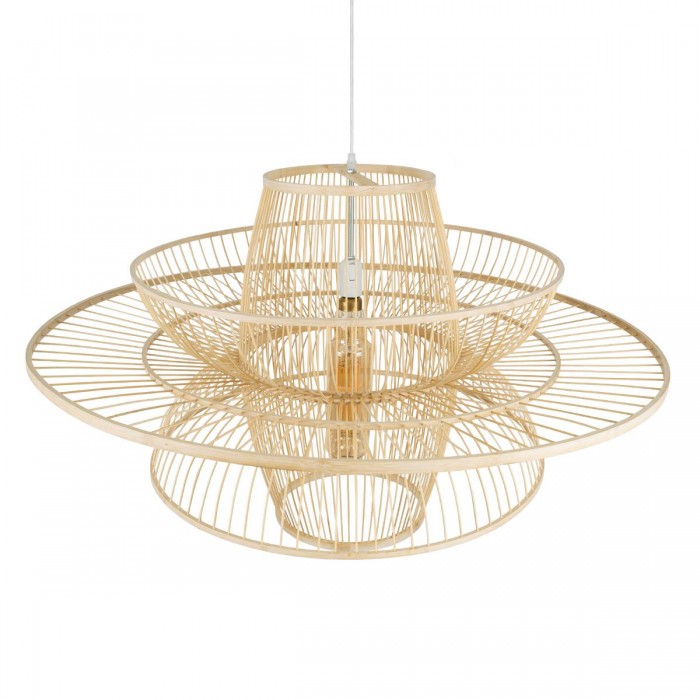 GloboStar® BALI 01758 Boho Κρεμαστό Φωτιστικό Οροφής Μονόφωτο 1 x E27 Μπεζ Ξύλινο Μπαμπού Πλέγμα Φ100 x Y60cm GloboStar® BALI 01758 Boho Κρεμαστό Φωτιστικό Οροφής Μονόφωτο 1 x E27 Μπεζ Ξύλινο Μπαμπού Πλέγμα Φ100 x Y60cm