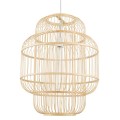 GloboStar® HAITI 01763 Vintage Κρεμαστό Φωτιστικό Οροφής Μονόφωτο 1 x E27 Μπεζ Ξύλινο Μπαμπού Πλέγμα Φ48 x Υ60cm