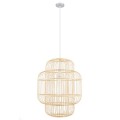 GloboStar® HAITI 01763 Vintage Κρεμαστό Φωτιστικό Οροφής Μονόφωτο 1 x E27 Μπεζ Ξύλινο Μπαμπού Πλέγμα Φ48 x Υ60cm