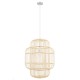 GloboStar® HAITI 01763 Vintage Κρεμαστό Φωτιστικό Οροφής Μονόφωτο 1 x E27 Μπεζ Ξύλινο Μπαμπού Πλέγμα Φ48 x Υ60cm