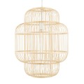 GloboStar® HAITI 01763 Vintage Κρεμαστό Φωτιστικό Οροφής Μονόφωτο 1 x E27 Μπεζ Ξύλινο Μπαμπού Πλέγμα Φ48 x Υ60cm