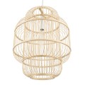 GloboStar® HAITI 01763 Vintage Κρεμαστό Φωτιστικό Οροφής Μονόφωτο 1 x E27 Μπεζ Ξύλινο Μπαμπού Πλέγμα Φ48 x Υ60cm