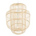 GloboStar® HAITI 01763 Vintage Κρεμαστό Φωτιστικό Οροφής Μονόφωτο 1 x E27 Μπεζ Ξύλινο Μπαμπού Πλέγμα Φ48 x Υ60cm