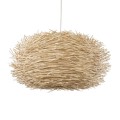 GloboStar® MINORCA 01786 Boho Κρεμαστό Φωτιστικό Οροφής Μονόφωτο 1 x E27 AC220-240V IP20 - Φ100 x Υ45cm - Μπεζ Ξύλινο Πλέγμα