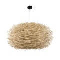 GloboStar® MINORCA 01786 Boho Κρεμαστό Φωτιστικό Οροφής Μονόφωτο 1 x E27 AC220-240V IP20 - Φ100 x Υ45cm - Μπεζ Ξύλινο Πλέγμα