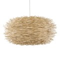 GloboStar® MINORCA 01786 Boho Κρεμαστό Φωτιστικό Οροφής Μονόφωτο 1 x E27 AC220-240V IP20 - Φ100 x Υ45cm - Μπεζ Ξύλινο Πλέγμα