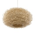 GloboStar® MINORCA 01786 Boho Κρεμαστό Φωτιστικό Οροφής Μονόφωτο 1 x E27 AC220-240V IP20 - Φ100 x Υ45cm - Μπεζ Ξύλινο Πλέγμα