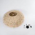 GloboStar® MINORCA 01786 Boho Κρεμαστό Φωτιστικό Οροφής Μονόφωτο 1 x E27 AC220-240V IP20 - Φ100 x Υ45cm - Μπεζ Ξύλινο Πλέγμα