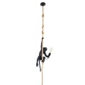 GloboStar® APES 01801 Μοντέρνο Κρεμαστό Φωτιστικό Οροφής Μονόφωτο 1 x E27 Μαύρο με Μπεζ Σχοινί Φιγούρα Μ26 x Π28 x Υ69cm