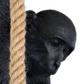 GloboStar® APES 01801 Μοντέρνο Κρεμαστό Φωτιστικό Οροφής Μονόφωτο 1 x E27 Μαύρο με Μπεζ Σχοινί Φιγούρα Μ26 x Π28 x Υ69cm