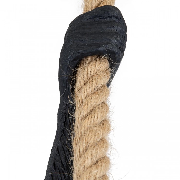 GloboStar® APES 01801 Μοντέρνο Κρεμαστό Φωτιστικό Οροφής Μονόφωτο 1 x E27 Μαύρο με Μπεζ Σχοινί Φιγούρα Μ26 x Π28 x Υ69cm