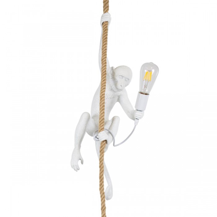 GloboStar® APES 01802 Μοντέρνο Κρεμαστό Φωτιστικό Οροφής Μονόφωτο 1 x E27 Λευκό με Μπεζ Σχοινί Φιγούρα Μ26 x Π28 x Υ69cm GloboStar® APES 01802 Μοντέρνο Κρεμαστό Φωτιστικό Οροφής Μονόφωτο 1 x E27 Λευκό με Μπεζ Σχοινί Φιγούρα Μ26 x Π28 x Υ69cm