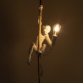 GloboStar® APES 01802 Μοντέρνο Κρεμαστό Φωτιστικό Οροφής Μονόφωτο 1 x E27 Λευκό με Μπεζ Σχοινί Φιγούρα Μ26 x Π28 x Υ69cm