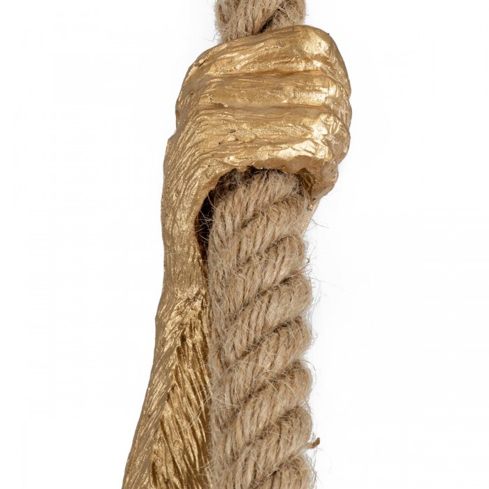 GloboStar® APES 01803 Μοντέρνο Κρεμαστό Φωτιστικό Οροφής Μονόφωτο 1 x E27 Χρυσό με Μπεζ Σχοινί Φιγούρα Μ26 x Π28 x Υ69cm