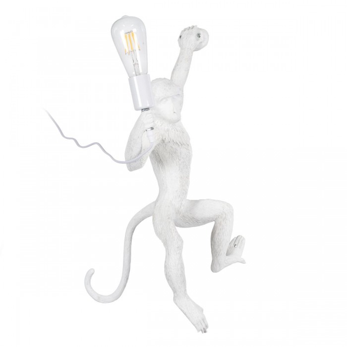 GloboStar® APES 01805 Μοντέρνο Φωτιστικό Τοίχου Απλίκα Μονόφωτο 1 x E27 Λευκό Φιγούρα L34 x W31 x H61cm