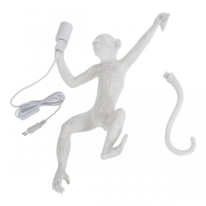 GloboStar® APES 01805 Μοντέρνο Φωτιστικό Τοίχου Απλίκα Μονόφωτο 1 x E27 Λευκό Φιγούρα L34 x W31 x H61cm