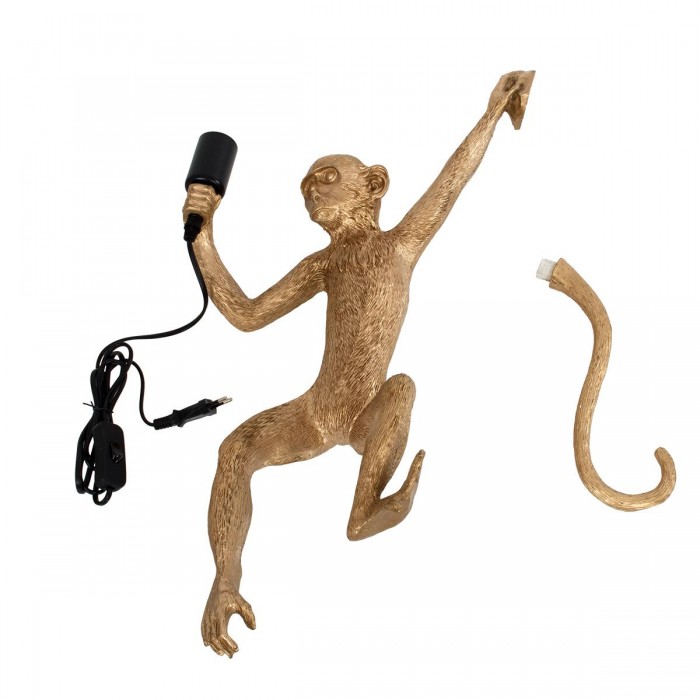 GloboStar® APES 01806 Μοντέρνο Φωτιστικό Τοίχου Απλίκα Μονόφωτο 1 x E27 Χρυσό Φιγούρα L34 x W31 x H61cm