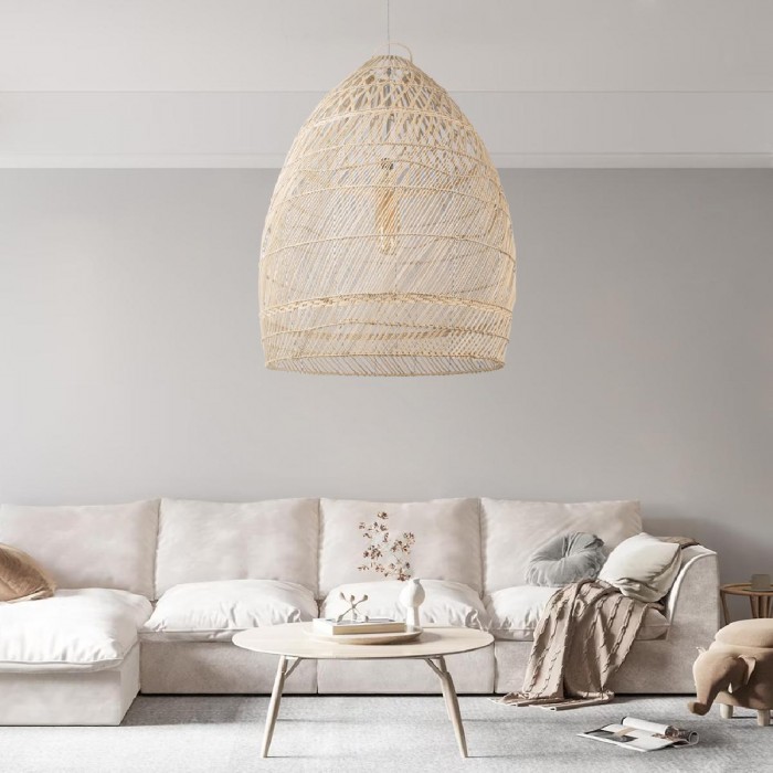 GloboStar® MALIBU 01811 Μοντέρνο Κρεμαστό Φωτιστικό Οροφής Μονόφωτο 1 x E27 Μπεζ Μπαμπού Καμπάνα Φ76 x Υ100cm GloboStar® MALIBU 01811 Μοντέρνο Κρεμαστό Φωτιστικό Οροφής Μονόφωτο 1 x E27 Μπεζ Μπαμπού Καμπάνα Φ76 x Υ100cm
