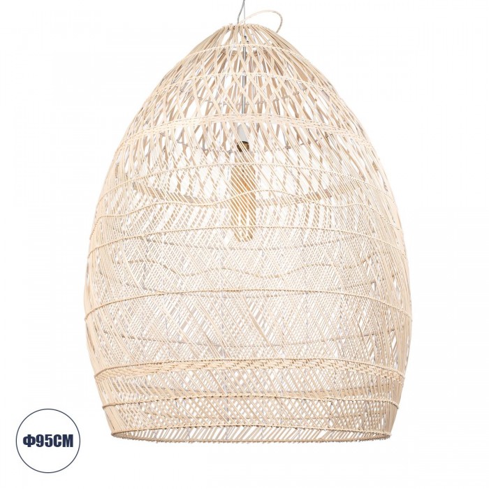 GloboStar® MALIBU 01812 Μοντέρνο Κρεμαστό Φωτιστικό Οροφής Μονόφωτο 1 x E27 Μπεζ Μπαμπού Καμπάνα Φ95 x Υ125cm GloboStar® MALIBU 01812 Μοντέρνο Κρεμαστό Φωτιστικό Οροφής Μονόφωτο 1 x E27 Μπεζ Μπαμπού Καμπάνα Φ95 x Υ125cm