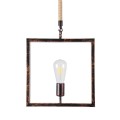 GloboStar® FRAISE 01814 Vintage Κρεμαστό Φωτιστικό Οροφής Μονόφωτο 1 x E27 Καφέ Σκουριά Μεταλλικό με Μπεζ Σχοινί Μ32 x Π4 x Υ32cm
