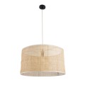 GloboStar® YOTTO 01822 Boho Κρεμαστό Φωτιστικό Οροφής Μονόφωτο 1 x E27 AC220-240V IP20 - Φ55 x Υ30cm - Μπεζ Μπαμπού Πλέγμα