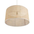 GloboStar® YOTTO 01822 Boho Κρεμαστό Φωτιστικό Οροφής Μονόφωτο 1 x E27 AC220-240V IP20 - Φ55 x Υ30cm - Μπεζ Μπαμπού Πλέγμα
