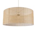 GloboStar® YOTTO 01823 Boho Κρεμαστό Φωτιστικό Οροφής Τρίφωτο 3 x E27 AC220-240V IP20 - Φ90 x Υ40cm - Μπεζ Μπαμπού Πλέγμα