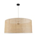 GloboStar® YOTTO 01823 Boho Κρεμαστό Φωτιστικό Οροφής Τρίφωτο 3 x E27 AC220-240V IP20 - Φ90 x Υ40cm - Μπεζ Μπαμπού Πλέγμα