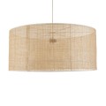 GloboStar® YOTTO 01823 Boho Κρεμαστό Φωτιστικό Οροφής Τρίφωτο 3 x E27 AC220-240V IP20 - Φ90 x Υ40cm - Μπεζ Μπαμπού Πλέγμα