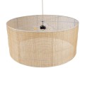 GloboStar® YOTTO 01823 Boho Κρεμαστό Φωτιστικό Οροφής Τρίφωτο 3 x E27 AC220-240V IP20 - Φ90 x Υ40cm - Μπεζ Μπαμπού Πλέγμα
