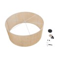 GloboStar® YOTTO 01823 Boho Κρεμαστό Φωτιστικό Οροφής Τρίφωτο 3 x E27 AC220-240V IP20 - Φ90 x Υ40cm - Μπεζ Μπαμπού Πλέγμα
