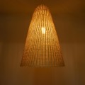 GloboStar® MAHANA 01827 Boho Κρεμαστό Φωτιστικό Οροφής Μονόφωτο 1 x E27 AC220-240V IP20 - Φ80 x Υ130cm - Μπεζ Ξύλινο Ρατάν Πλέγμα