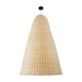 GloboStar® MAHANA 01827 Boho Κρεμαστό Φωτιστικό Οροφής Μονόφωτο 1 x E27 AC220-240V IP20 - Φ80 x Υ130cm - Μπεζ Ξύλινο Ρατάν Πλέγμα