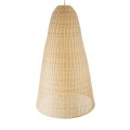GloboStar® MAHANA 01827 Boho Κρεμαστό Φωτιστικό Οροφής Μονόφωτο 1 x E27 AC220-240V IP20 - Φ80 x Υ130cm - Μπεζ Ξύλινο Ρατάν Πλέγμα