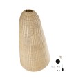 GloboStar® MAHANA 01827 Boho Κρεμαστό Φωτιστικό Οροφής Μονόφωτο 1 x E27 AC220-240V IP20 - Φ80 x Υ130cm - Μπεζ Ξύλινο Ρατάν Πλέγμα
