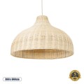 GloboStar® AFURU 01828 Boho Κρεμαστό Φωτιστικό Καμπάνα Μονόφωτο 1 x E27 IP20 Μπεζ Ξύλο - Μ60 x Π60 x Υ40cm