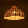GloboStar® AFURU 01828 Boho Κρεμαστό Φωτιστικό Καμπάνα Μονόφωτο 1 x E27 IP20 Μπεζ Ξύλο - Μ60 x Π60 x Υ40cm