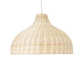 GloboStar® AFURU 01828 Boho Κρεμαστό Φωτιστικό Καμπάνα Μονόφωτο 1 x E27 IP20 Μπεζ Ξύλο - Μ60 x Π60 x Υ40cm