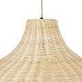 GloboStar® AFURU 01828 Boho Κρεμαστό Φωτιστικό Καμπάνα Μονόφωτο 1 x E27 IP20 Μπεζ Ξύλο - Μ60 x Π60 x Υ40cm