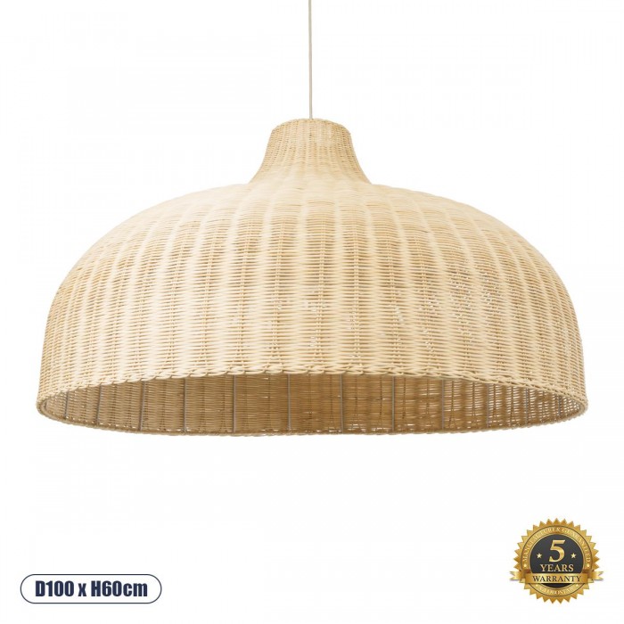 GloboStar® AFURU 01829 Boho Κρεμαστό Φωτιστικό Καμπάνα Μονόφωτο 1 x E27 IP20 Μπεζ Ξύλο - Μ100 x Π100 x Υ60cm GloboStar® AFURU 01829 Boho Κρεμαστό Φωτιστικό Καμπάνα Μονόφωτο 1 x E27 IP20 Μπεζ Ξύλο - Μ100 x Π100 x Υ60cm