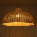 GloboStar® AFURU 01829 Boho Κρεμαστό Φωτιστικό Καμπάνα Μονόφωτο 1 x E27 IP20 Μπεζ Ξύλο - Μ100 x Π100 x Υ60cm