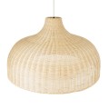 GloboStar® AFURU 01829 Boho Κρεμαστό Φωτιστικό Καμπάνα Μονόφωτο 1 x E27 IP20 Μπεζ Ξύλο - Μ100 x Π100 x Υ60cm