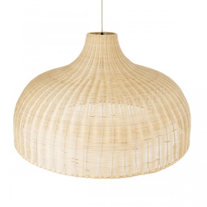 GloboStar® AFURU 01829 Boho Κρεμαστό Φωτιστικό Καμπάνα Μονόφωτο 1 x E27 IP20 Μπεζ Ξύλο - Μ100 x Π100 x Υ60cm